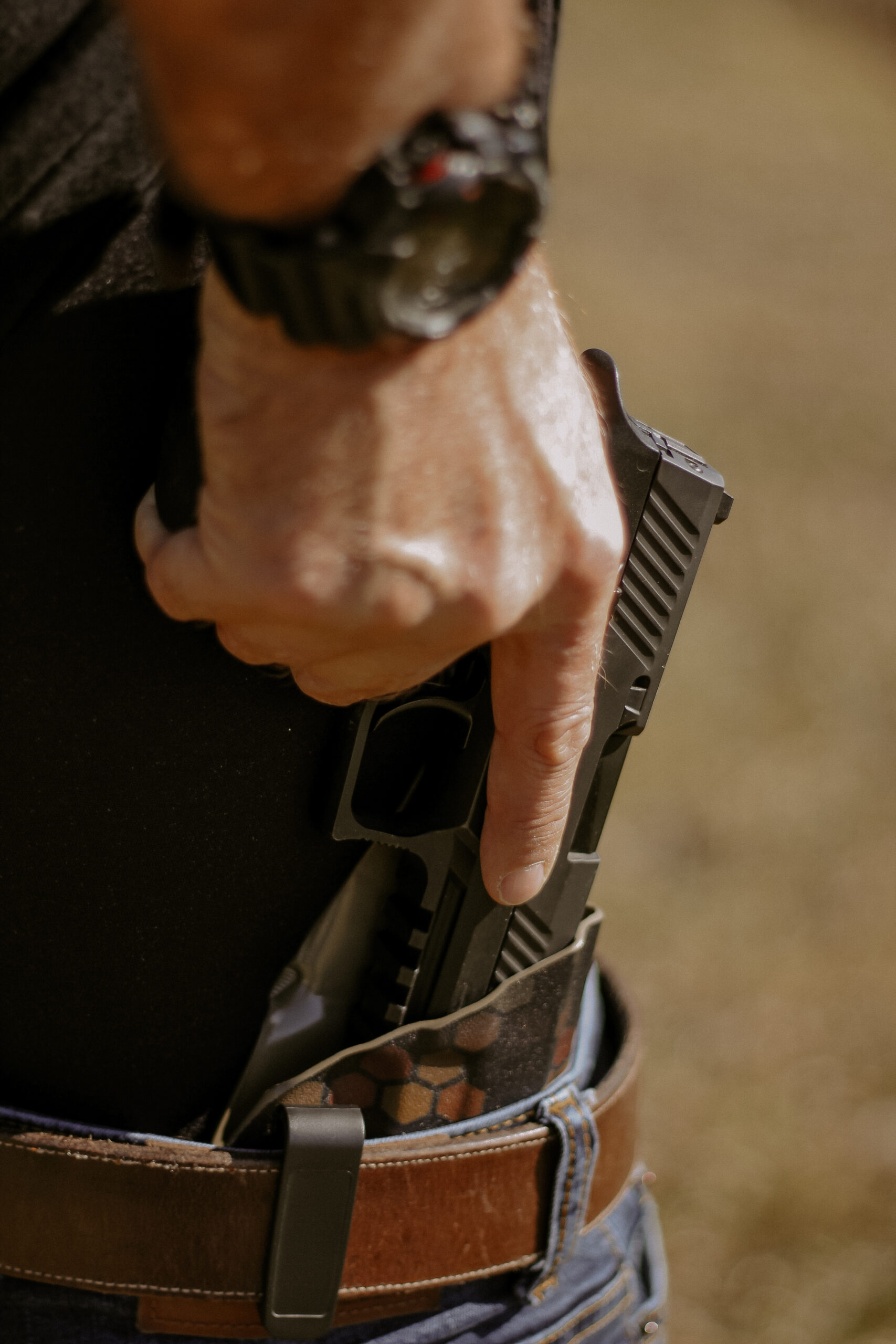 Inside the waistband