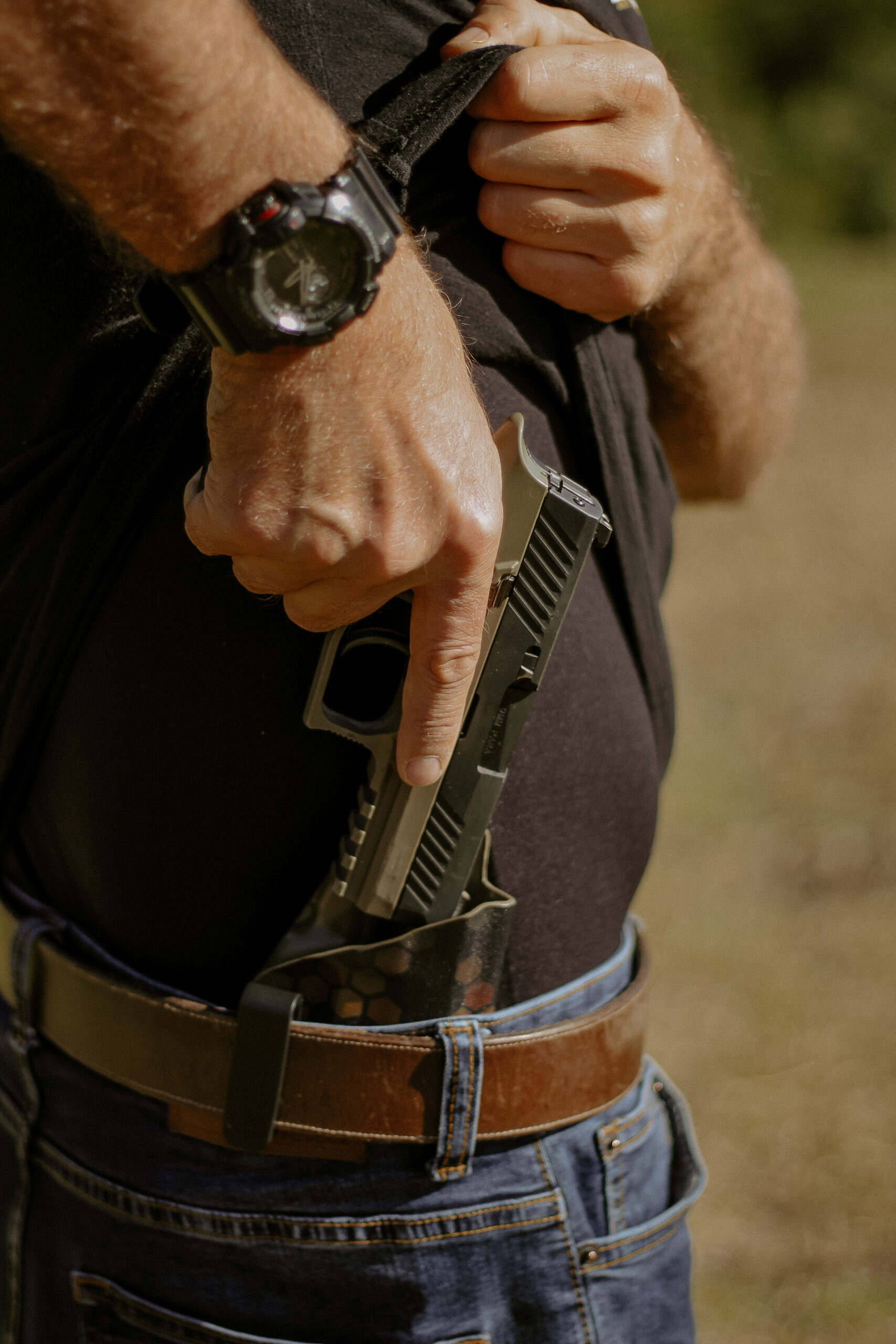 Inside the waistband