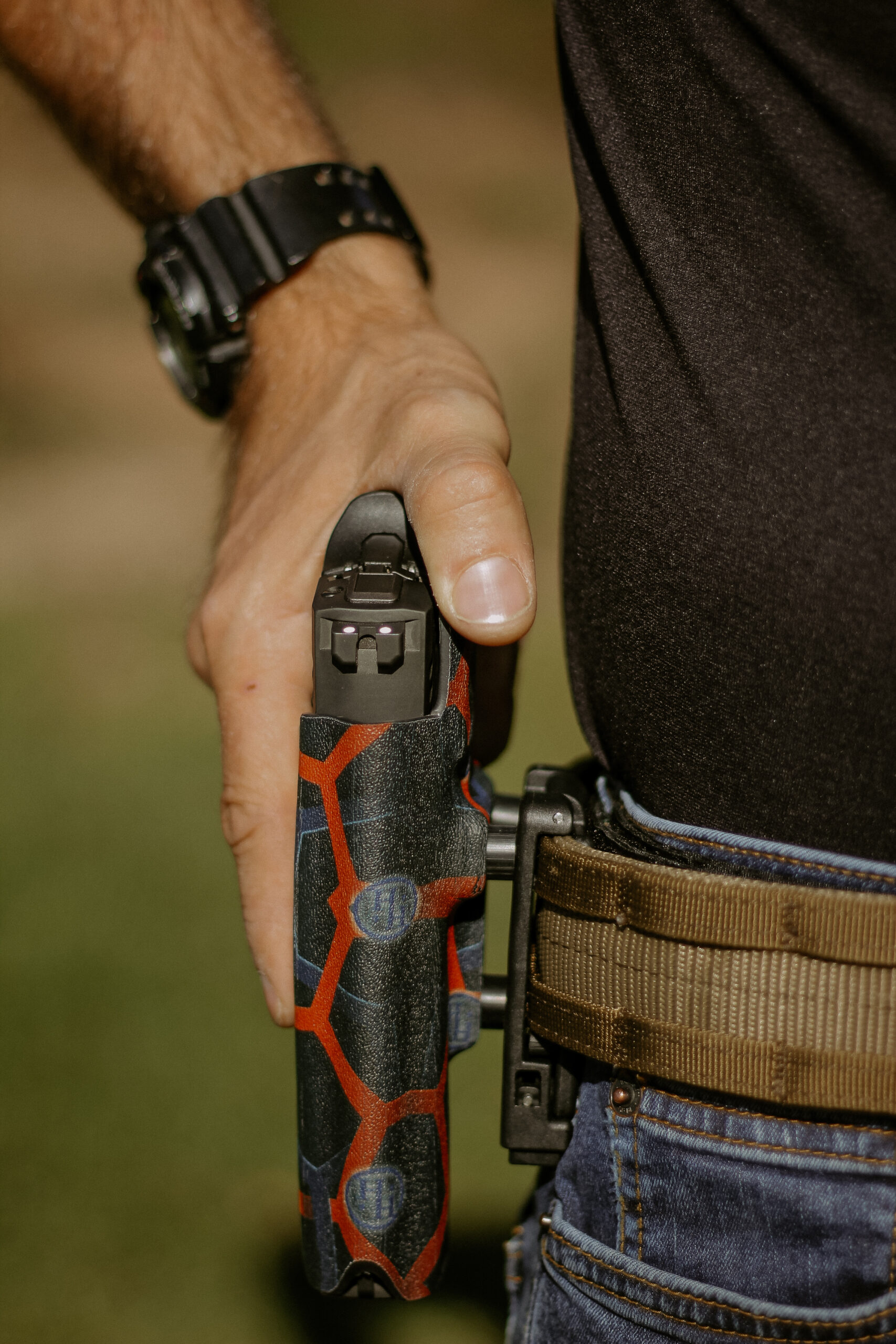 Inside the waistband