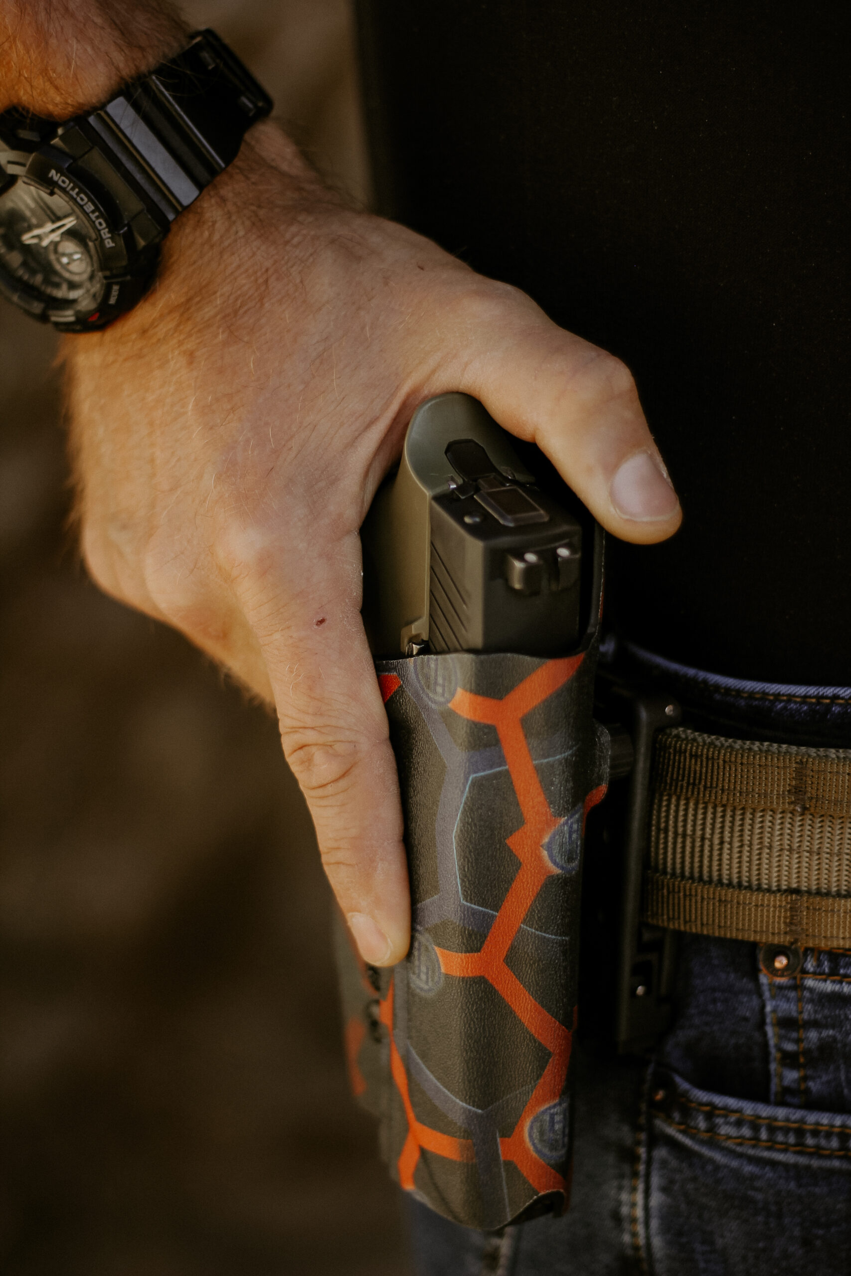 Inside the waistband